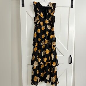 Lulus No Introduction Needed black burnout floral tiered maxi dress